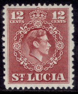 ST. LUCIA GVI SG153, 12c claret, M MINT.