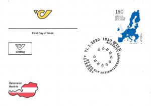 Austria 2020 BREXIT 1v First Day Cover FDC Map of Europe & UK SOLD OUT IN AUSTRI