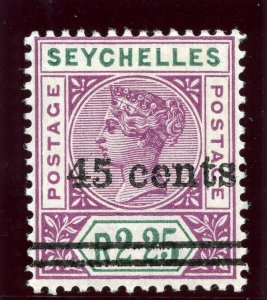 Seychelles 1902 QV 45c on 2r 25c bright mauve & green MLH. SG 45. Sc 37.