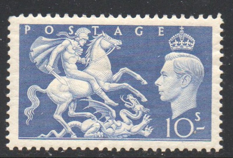 Great Britain Sc 288 1951 10/ G VI St George & Dragon stamp mint