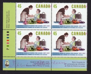 NURSE,VICTORIAN ORDER - HISTORY 1897 * Canada 1997 #1639 MNH LL PLATE BLOCK of 4