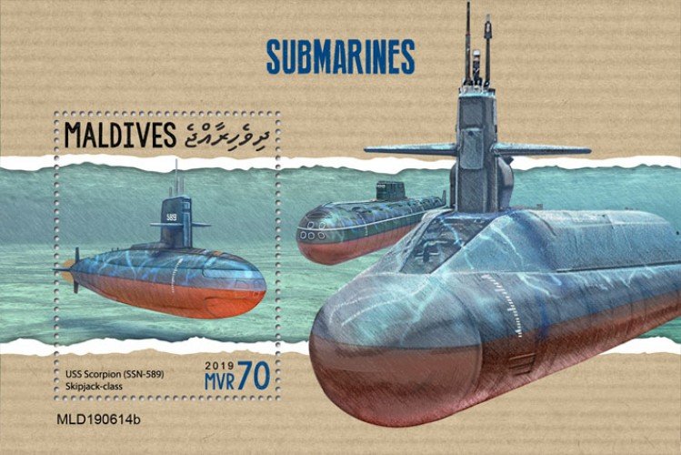 MALDIVES - 2019 - Submarines - Perf Souv Sheet - MNH