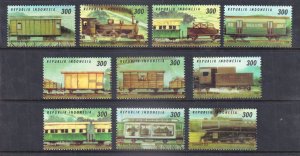 INDONESIA - 1998 LOCOMOTIVES / TRAINS - 10V - MINT NH