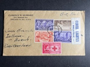1948 USA Airmail Cover Chicago IL to Zurich Switzerland Philatelic Label