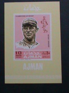 ​AJMAN-CHAMPIONS OF SPORT-BASE BALL-GEORGE SISLER-IMPERF:-MNH-S/S VERY FINE