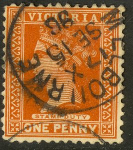 VICTORIA 1890-95 1d Orange Brown QV Portrait Issue Sc 169 VFU MELBOURNE cds