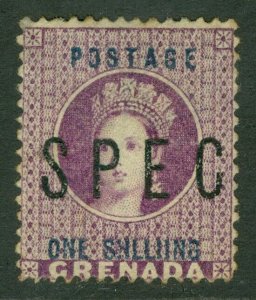 SG 13a Grenada 1875. 1/- deep mauve, overprinted specimen with variety...