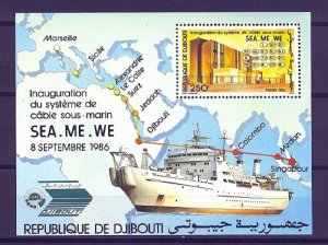 DJIBOUTI SC# 622 CABLE SYSTEM PERF. SOUVENIR SHEET