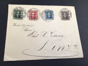 Czechoslovakia 1923 to Linz Austria multi stamp & Cancel postal cover  Ref 62854