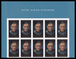 US 5821a Ruth Bader Ginsburg imperf NDC header block 10 MNH 2023