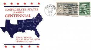 SOUTH CAROLINA SECEDES FROM THE UNION DECEMBER 20 1860 CACHET CANCEL SAME DAY