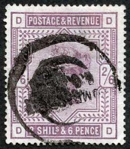 SG175 QV 2/6 Lilac on Blued Paper Good used cat 1500 pounds