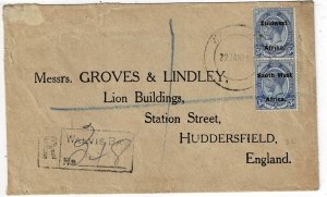 South West Africa 1922 Walvis Bay cancel on registered cover to England, SG 32