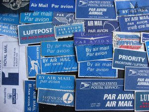 Airmail labels 25 different country, size, style, font etc check them out!