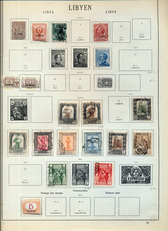 LIBYA 1912/36 M&U On Old Pages Incl.Airs Ovpts(Apx 45)NS 52