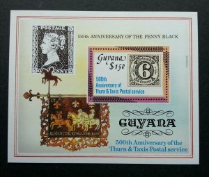 Guyana 150th Anniversary Of Penny Black 1990 Horse Thurn Taxis Postal (ms) MNH