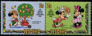 381-386 Lesotho Disney - 12 days of Christmas, MNH set of 3 se-tenant pairs