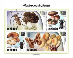 Sierra Leone - 2022 Mushrooms & Insects - 4 Stamp Sheet - SRL220105a