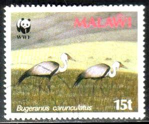 Bird, Cranes, Bugeranus Carunculatus, Malawi SC#495 used