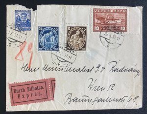 1937 Mistelbach Austria Express Mail Cover To Vienna