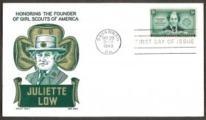 U.S.A. SC##974 Juliette Low - Girl Scout Stamp - Cachet Craft / Boll (1948) FDC