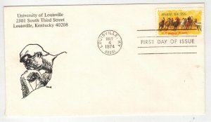 1974 HORSE RACING 1528 FDC LOUISVILLE KENTUCKY & UNIVERSITY OF LOUISVILLE CACHET