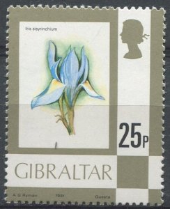 Gibraltar  Sc#352 MNH, 25p multi, Definitives 1977-1982: Birds, Flowers, Fish...