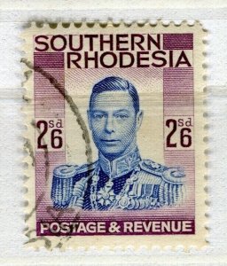 S. RHODESIA; 1937 early GVI issue fine used Shade of 2s. 6d. value