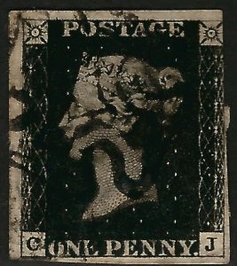 Great Britain #1 Penny Black Used F-VF SC$300...Low start Bid!