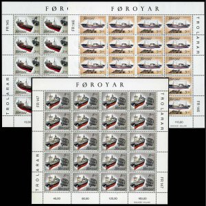 Faroe 158-160 sheets/20,MNH.Michel 151-153 bogens. Fishing Trawlers 1987.