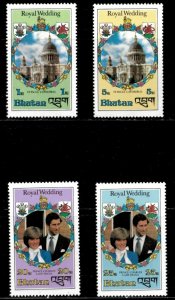 Bhutan 1981 - Royal Wedding - Set of 4 Stamps - Scott #317-20 - MNH