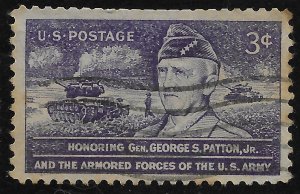 US #1026 3c Gen George S Patton, Jr and Tank In Action