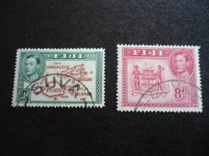 Stamps - Fiji - Scott# 126,134 - Used Part Set of 2 Stamps