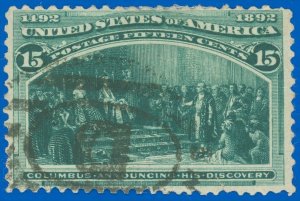 SCOTT #238 15¢ Columbian, Used-Fine, Small Tear at Bottom, SCV $80.00 (SK)