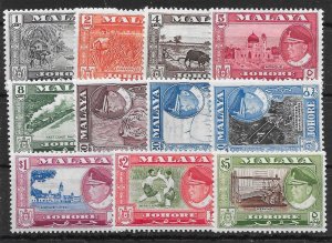 MALAYA JOHORE SG155/65 1960 DEFINITIVE SET MTD MINT (p)