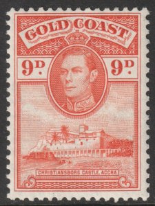 Gold Coast Scott 122 - SG127, 1938 George VI 9d Perf 12 MH*