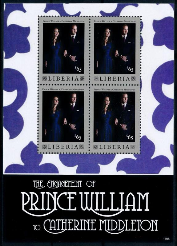 [76519] Liberia 2011 Royal Engagement Prince William & Kate Sheet MNH