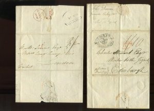 LOT OF 10 GRENADA STAMPLESS COVERS TO LONDON/EDINBURGH WITH BETTER MARKINGS