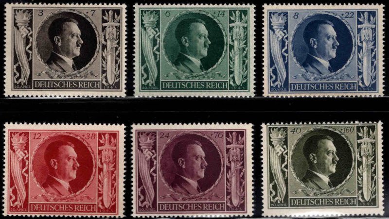 Germany Scott B231-B236 semi-postal stamp set, Top Value MH* all other MNH**