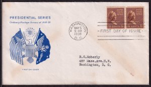 1938 Presidential series Sc 805-42 Martha Washington FDC Grimsland cachet (CC