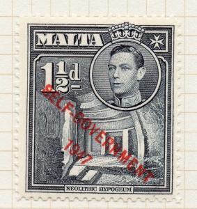 Malta 1937 GVI Early Issue Fine Mint Hinged 1.5d. Optd 045267