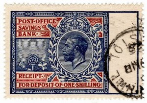 (I.B) George V Revenue : Post Office Savings Bank Receipt 1/-
