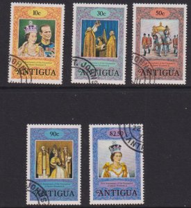 Antigua   #508-512  used 1978 anniversary coronation