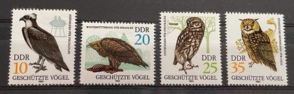 (1818) DDR 1982 : BIRDS FISH HAWK SEA EAGLE TAWNY EAGLE EAGLE OWL - MNH VF