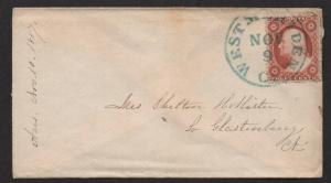 $US Sc#26a type IV West Meriden CT. Nov. 9 CDS, DPO 3, 1857