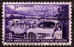1953, US 3c, Truck, Farm and Distant City, Used, Sc 1025