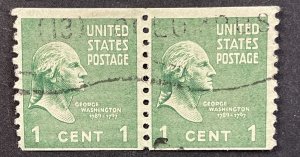 US #839 Used Coil Pair F/VF 1c George Washington 1939 [B14.9.2]