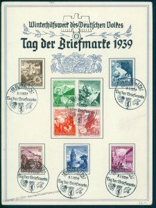 3rd Reich Germany 1939 WHW Winter Charities Berlin Stamp Day Sheet 85054