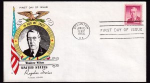 1956 Woodrow Wilson 7c Sc 1040 FDC LIberty Issue with Fluegel cachet (WM