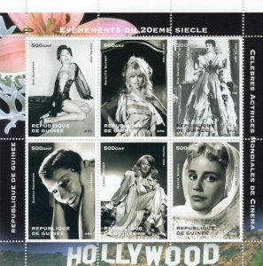 Guinea 1998 HOLLYWOOD ACTRESSES Sheet Perforated Mint (NH)